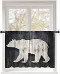 Sheer Curtains 54 Inch Length, Rustic Counrty Vintage Wood Grain Privacy Voile by Unknown