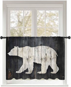 Sheer Curtains 45 Inch Length, Rustic Counrty Vintage Wood Grain Privacy Voile by Unknown