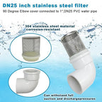 Cotonlake1 inch Stainless Steel Filter Cover Connected to 90 degree elbow 1" - Image 2