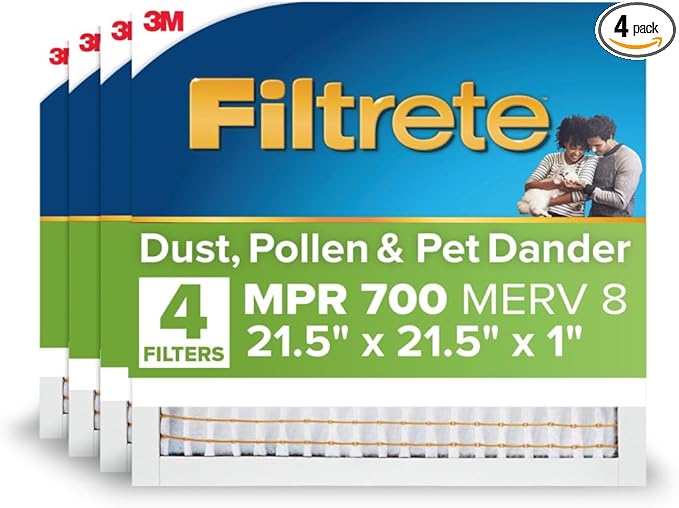 Filtrete 21.5x21.5x1 AC Furnace Air Filter, MERV 8, MPR 700, Tough on Pollen by Filtrete