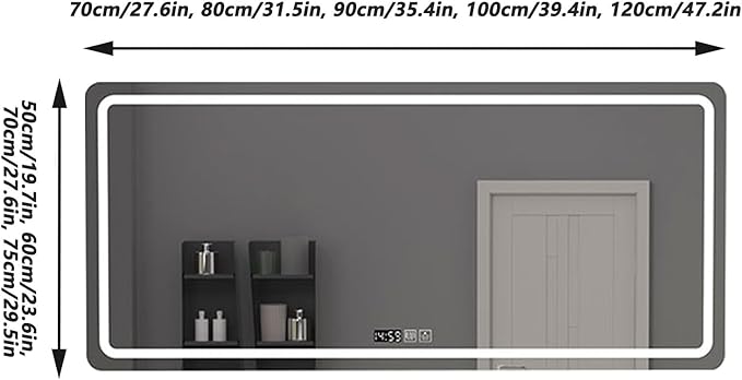 Bathroom Mirror with LED Lights, Lighted Bathroom Makeup Wall Mounted Mirror - Image 2