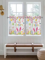Happy Easter Half Window Curtain 36 Inches Long, Spring Watercolor Bunny Eggs - Image 4