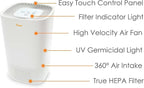 Crane Air Purifier with True HEPA Filter, UV Light, 250 Sq Feet Coverage - Image 2