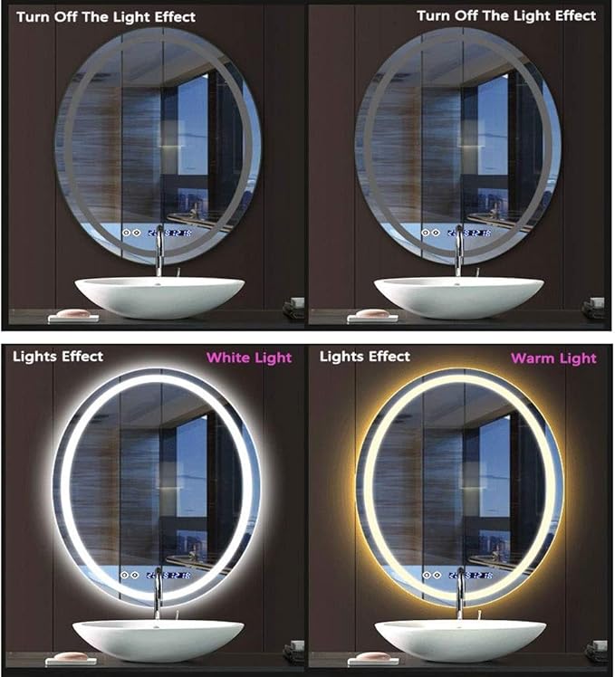 Oval LED Bathroom Mirror Wall Makeup Mirrors Shaving Mirror - Image 4