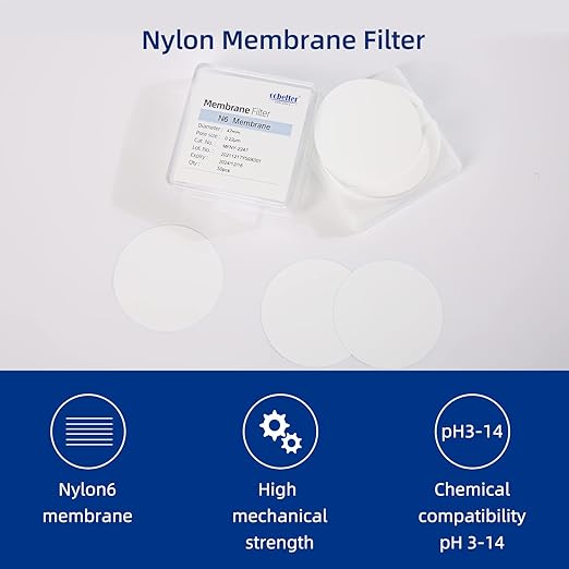 100 Pieces/Pack Nylon Disc Membrane Filters 47mm Diameter 0.45µm Pore Size pH - Image 3