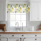 Spring Summer Lemon Sheer Valance Curtains, Leaf Flower White Wood Grain Light - Image 2