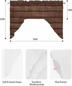 Brown Wooden Board Swag Kitchen Curtains Valance and Tier Set, Vintage Wood - Image 6