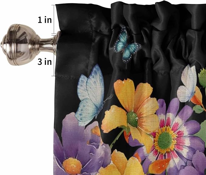 Spring Flowers Bedroom Curtains 63 Inches length, Watercolor Country Colorful - Image 6