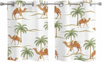 2 Panel Kitchen Cafe Curtains, Desert Camels Sunlight Filtering Nature Air by Hokiten