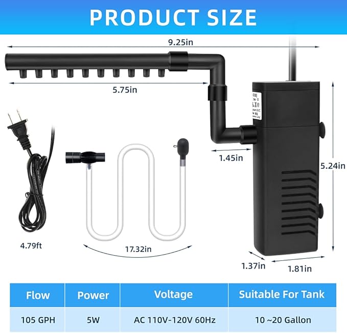 Submersible Internal Aquarium Filter Multiple Function Powerful Pump Fish Tank - Image 2