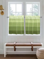 Gradient Green Wooden Board Window Valance Curtains, Retro Country Wood Grain - Image 2