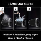 MUGE RACING 6" 152 mm High Flow Inlet Air Filter, Air Intake Cone Filter - Image 4