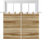 Light Brown Wood Grain Kitchen Curtains 45 Inch Length, Short Cafe Window by Unknown