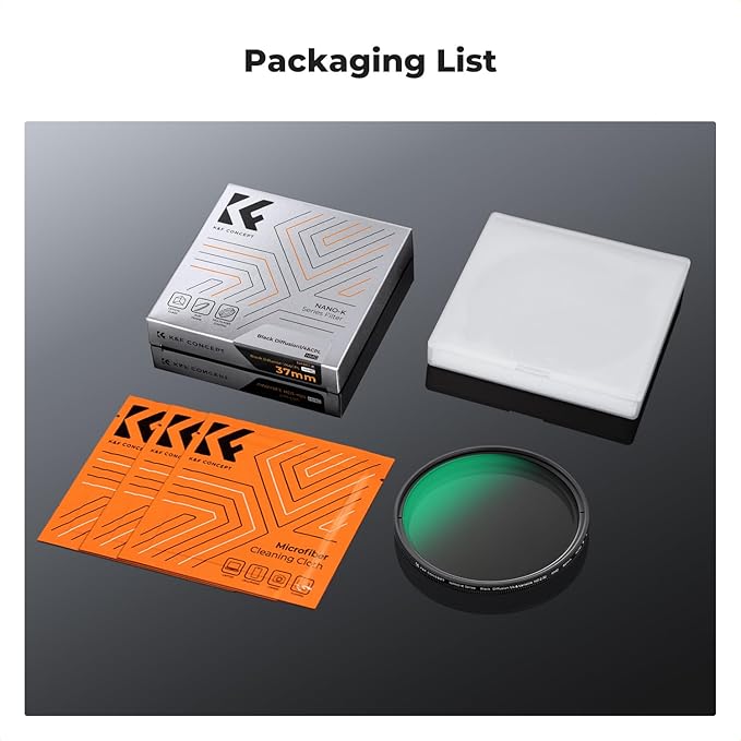 K&F CONCEPT 55mm Black Diffusion Mist 1/4 & Variable ND2-32 in-1 Filter - Image 7
