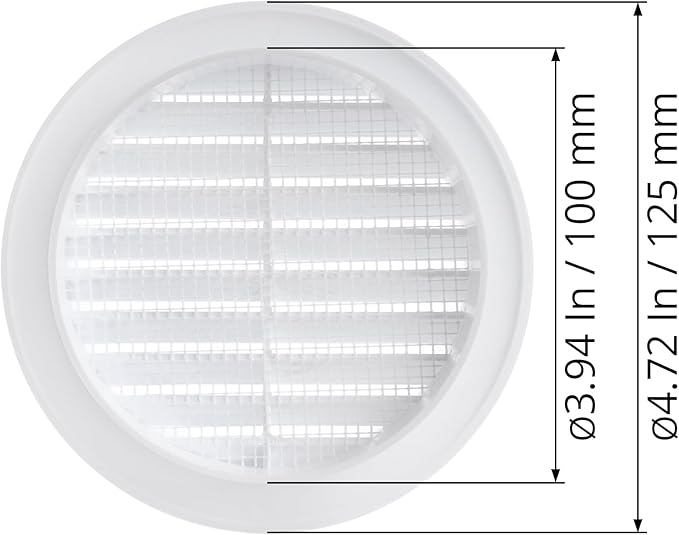 White 4" Inch Round Ventilation Grille - Image 5