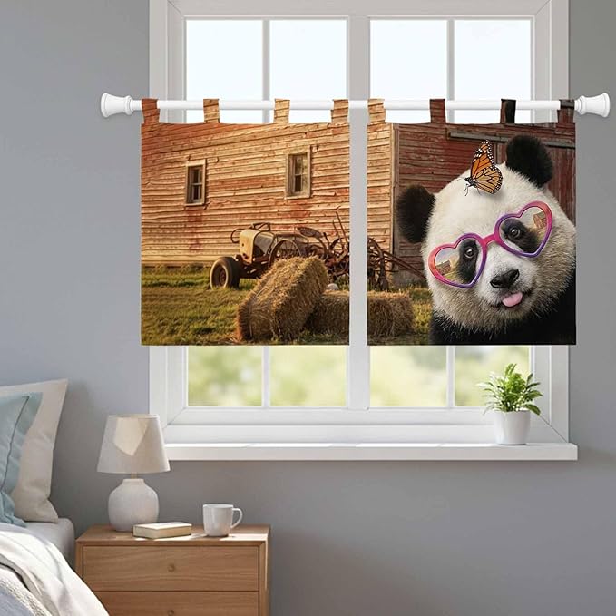 Farm Panda Kitchen Curtains 24 Inch Length, Small Window Curtains Tab Top - Image 9