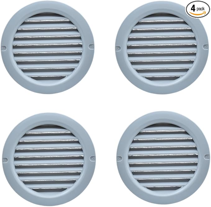 VENTS-US - 4" Round Light Grey Plastic Vent Cover by VENTS-US