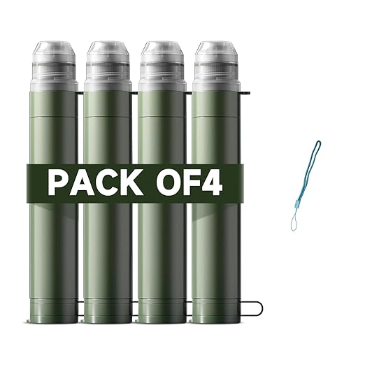 4 Pack Water Filter Straw, Portable Personal Water Filtration System, Compact by Unknown