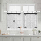 Farmhouse Wood Grain Kitchen Curtains 24 Inch Length, Small Window Curtains Tab - Image 3