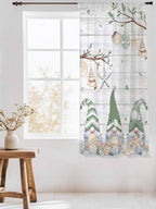 Sheer Curtains 63 Inch Length, Sage Green Gnomes Semi Sheer Curtains Light - Image 3