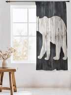 Sheer Curtains 72 Inches Long, Rustic Counrty Vintage Wood Grain Privacy Voile - Image 3