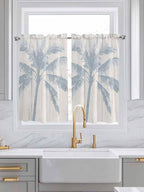 Summer Coconut Tree on Vintage Wood Grain Window Valance Curtains, Seaside - Image 2