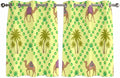2 Panel Kitchen Cafe Curtains, Desert Sand Camels Sunlight Filtering Nature Air by Hokiten