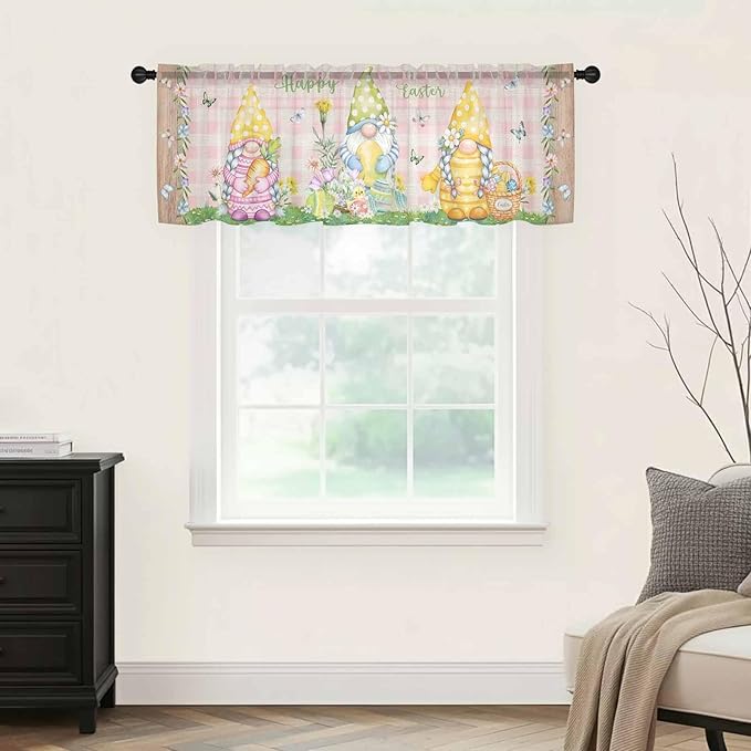 Happy Easter Sheer Valances for Windows 42"x12", Light Filtering Kitchen - Image 9