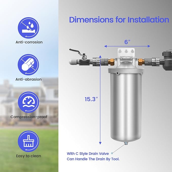 Amwater NSF/ANSI 42 Certification Big+ Stainless Steel Filter Housing - Image 6