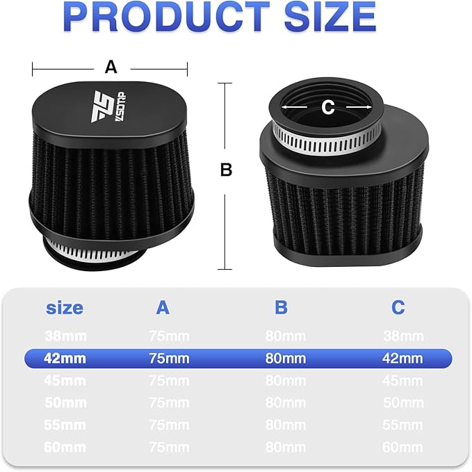 2PCS Motorcycle Air Filter Universal 42MM Replacement Engine Filter Dirt Bike - Image 2