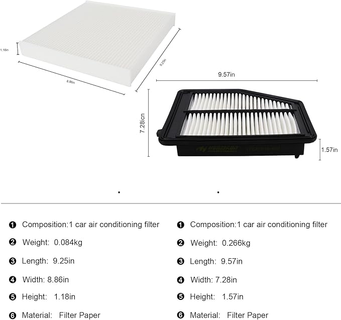 Cabin & Engine Air Filter kit for Honda Odyssey 3.5L Replaces 17220-RV0-A00 - Image 2