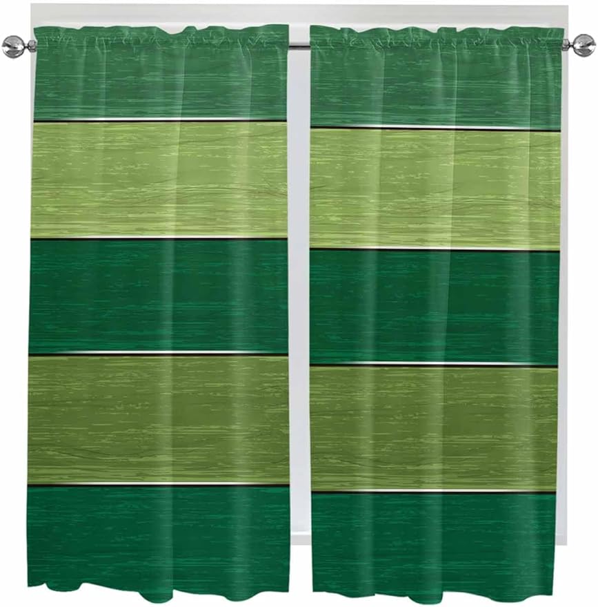 Farm Retro Green Wood Grain Window Valance Curtains, Rustic Wooden Plank - Image 9
