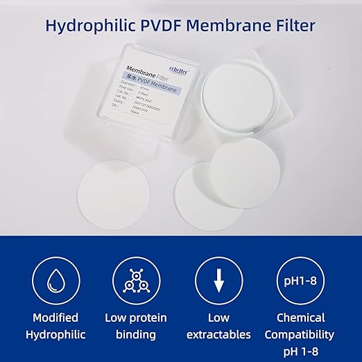 100 Pieces/Pack PVDF Disc Membrane Filters Hydrophilic 47mm Diameter 0.22µm - Image 3
