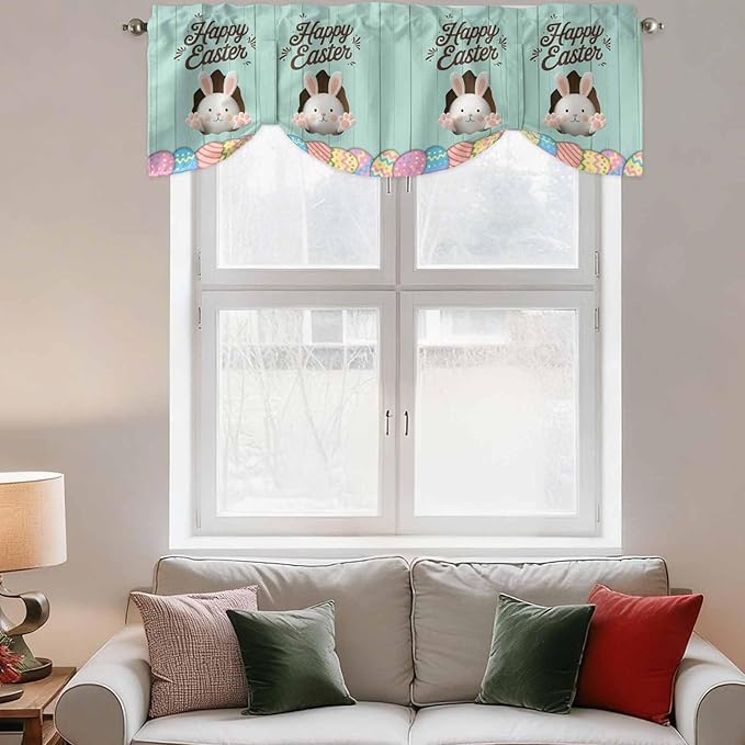Green Easter Tie Up Valance Curtains - Image 3
