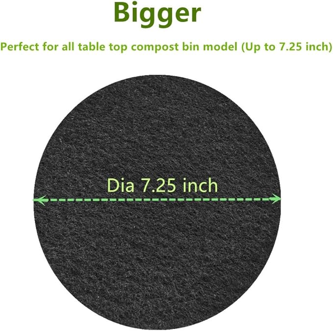 Kitchen Compost Bin Charcoal Filter 7.25 Inch Diameter Extra Thicker & - Image 2