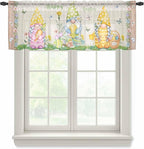 Easter Sheer Valances for Windows 42"x18", Light Filtering Kitchen Curtains by Unknown