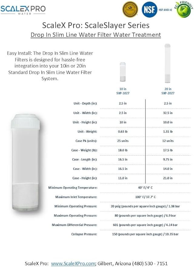 ScaleSlayer 10in Slim Line Drop In, High Capacity Water Filter Replacement - Image 9