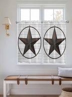 Vintage Farm Western Star Window Valance Curtains, 2 Panel - Image 3