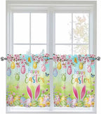 Easter Half Window Curtain 36 Inches Long, Spring Bunny Colorful Rabbit Eggs by Unknown