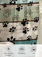 Sheer Curtains 84 Inches Long, Sage Green Brown Paw Prints Semi Sheer Curtains - Image 6