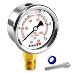 0-150 PSI Pressure Gauge, Liquid-Filled, Stainless Steel Case, Brass Internals by Unknown