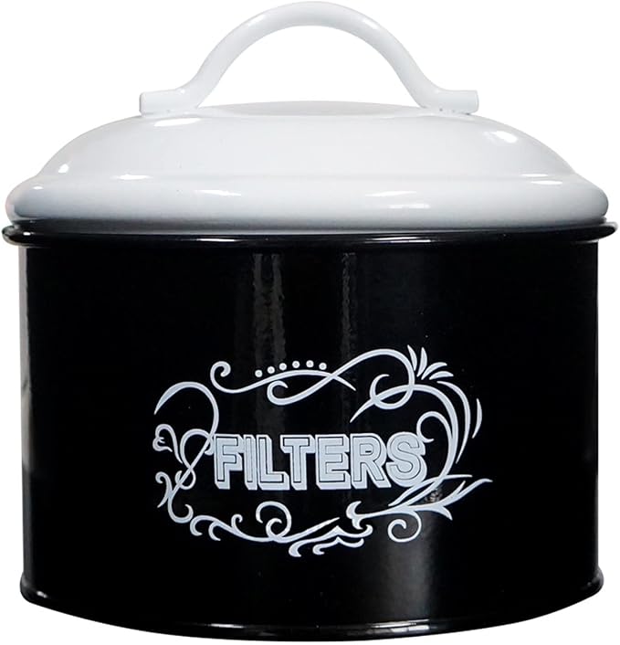SOTECH Coffee Filter Holder Storage Metal Box Black Container Organizer Round by SOTECHLLC