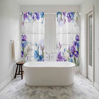 Spring Flowers Kitchen Curtains, Watercolor Garden Florals Wooden Grain Light - Image 5