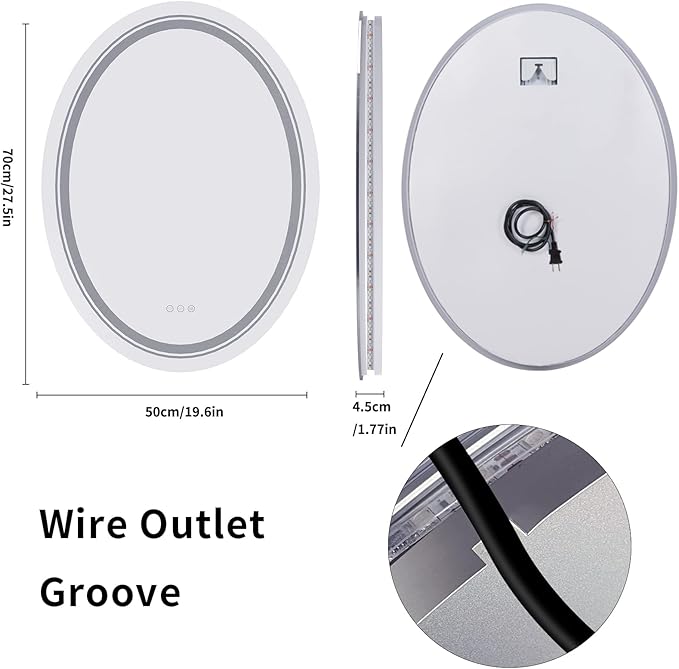 LUVODI Lighted LED Bathroom Mirror: 28”x20” Oval Wall Mounted Makeup Mirror - Image 8