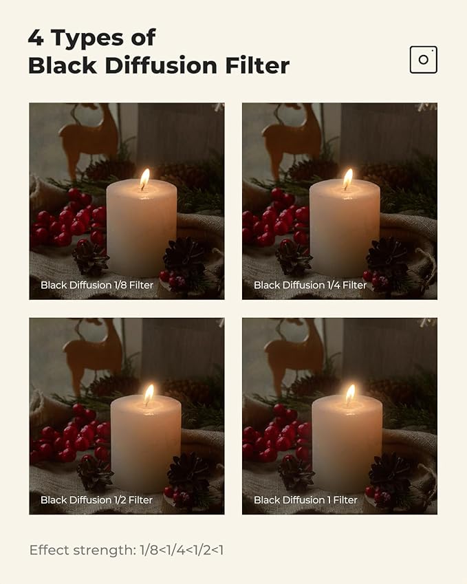 K&F CONCEPT 58mm Black Diffusion 1/4 Filter Mist Cinematic Effect Filter - Image 6