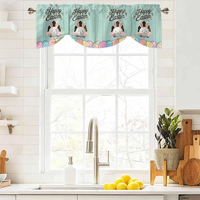 Green Easter Tie Up Valance Curtains - Image 9