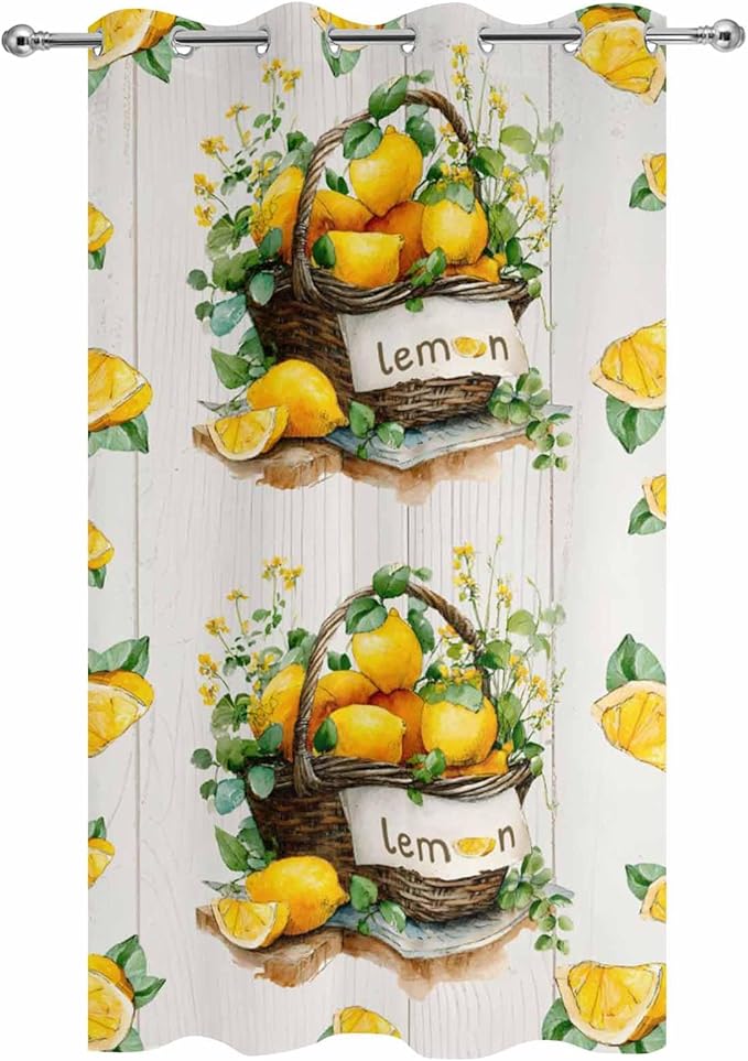Lemon Outdoor Curtains for Patio Lemons Baskets Summer Tropical Plant Wood - Image 9