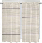 Vintage Country Wooden Board Window Valance Curtains, Gradient Wood Grain Line - Image 6