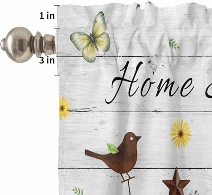 Kitchen Curtains Tiers and Valance Set of 3, Sunflowers Dog Light Filtering - Image 5