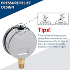 SENCTRL 30 inHg to 30 Psi Vacuum Glycerin Liquid Filled Low Pressure Gauge - Image 5